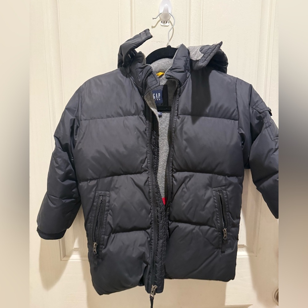 Gap Kids Puffer Jacket Black Hooded Snow Jacket Fleece‎ Lined Insulated